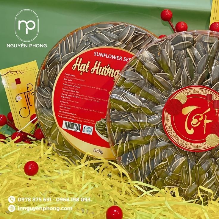 Mẫu tem tròn dán hạt hướng dương